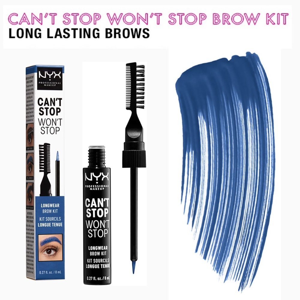NYX Professional Makeup Can't Stop Won't Stop Longwear Brow Kit, Blue